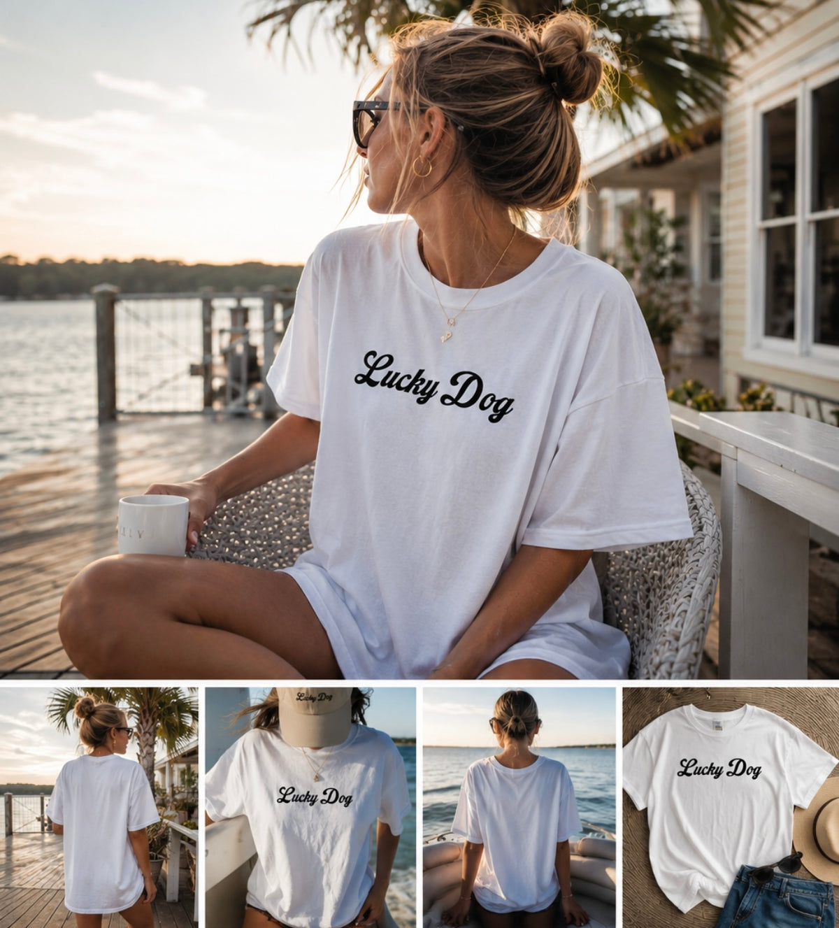 Lucky Dog White T